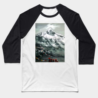 Panoramic View Of Mountain Everest Baseball T-Shirt